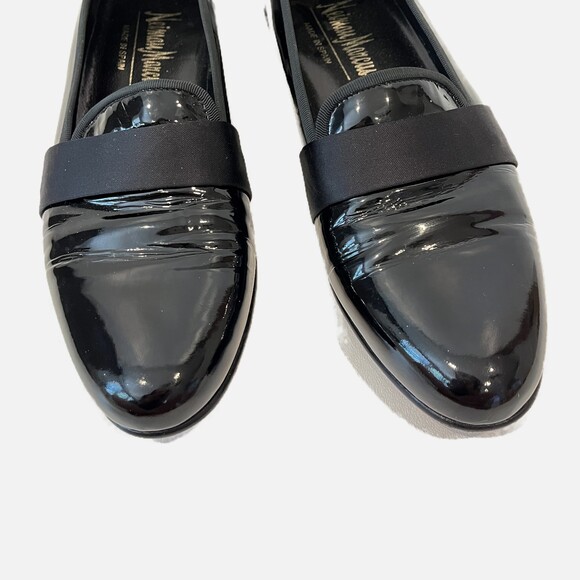Neiman Marcus Black Patent Leather Men's Tuxedo Loafers Size 8.5 Spain Handmade - Picture 1 of 10